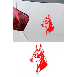 Doberman Araba Stickerı – Köpek Figürlü Oto Sticker - Köpek Temalı Motor Sticker 15x8cm
