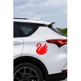 Kuğu Figürlü Araba Sticker - Zarif Kuğu Tasarım - Oto Motor Sticker 15x15cm