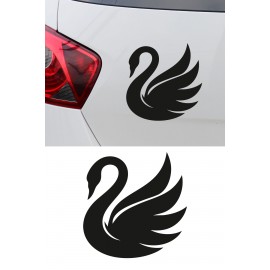 Kuğu Figürlü Araba Sticker - Zarif Kuğu Tasarım - Oto Motor Sticker 15x15cm