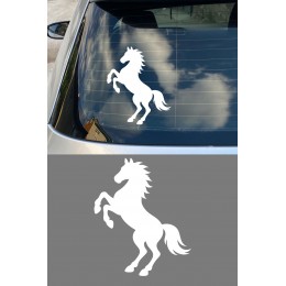 Şahlanan At Oto Sticker - At Silüeti Sticker – Araba Kaput Motor Sticker 12x15cm