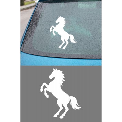 Şahlanan At Oto Sticker - At Silüeti Sticker – Araba Kaput Motor Sticker 12x15cm