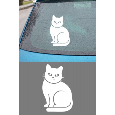 Şirin Kedi Oto Sticker - Kedi Araba Sticker - Sevimli Araç Dekoru 10x15cm