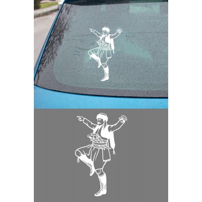Zeybek Oto Sticker Efe Figürlü Araç Cam Sticker - Geleneksel Zeybek Figürlü Çıkartma 9x15cm