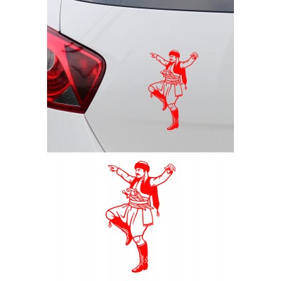 Zeybek Oto Sticker Efe Figürlü Araç Cam Sticker - Geleneksel Zeybek Figürlü Çıkartma 9x15cm