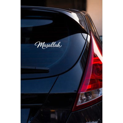 Maşallah Yazılı Oto Sticker - Araba Cam Yazı Sticker 20x5cm