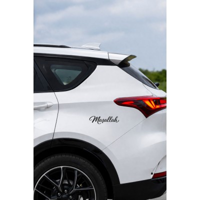 Maşallah Yazılı Oto Sticker - Araba Cam Yazı Sticker 20x5cm