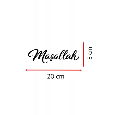 Maşallah Yazılı Oto Sticker - Araba Cam Yazı Sticker 20x5cm