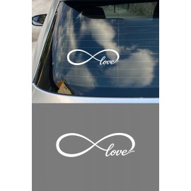 Love Sonsuzluk İşareti Sticker Araba Sticker - Aşk Yazılı Araç Motor Sticker 20x6cm