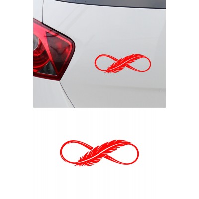 Tüy Desenli Sonsuzluk İşareti Oto Sticker - Minimal Araç Aksesuarı 20x7cm