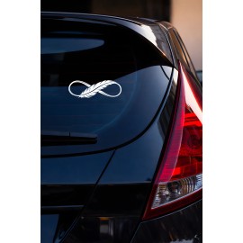 Tüy Desenli Sonsuzluk İşareti Oto Sticker - Minimal Araç Aksesuarı 20x7cm