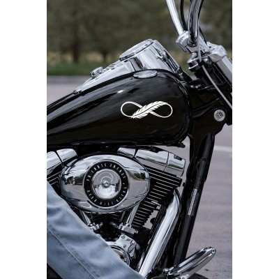 Tüy Desenli Sonsuzluk İşareti Oto Sticker - Minimal Araç Aksesuarı 20x7cm