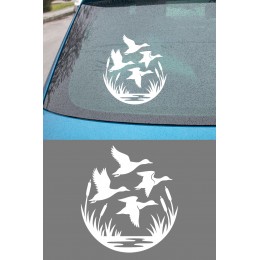 Sazlık ve Ördek Figürlü Oto Sticker - Ördek Sürüsü Araç Sticker 14x15cm