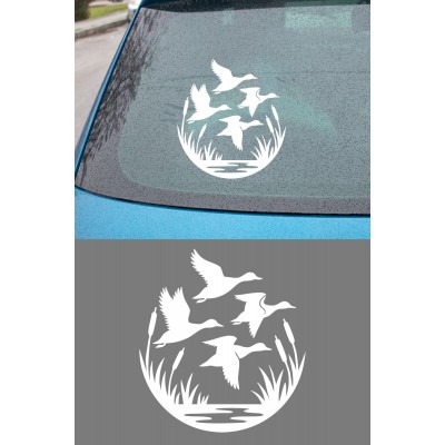 Sazlık ve Ördek Figürlü Oto Sticker - Ördek Sürüsü Araç Sticker 14x15cm