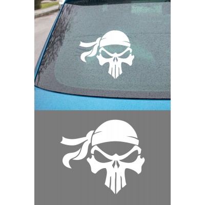 Kuru Kafa Figürlü Oto Sticker Araç Cam Sticker - Agresif Motor Araba Sticker 15x13cm