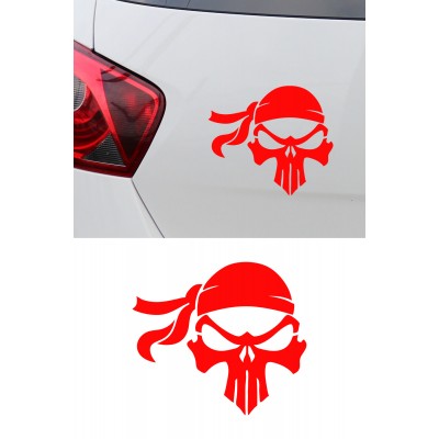 Kuru Kafa Figürlü Oto Sticker Araç Cam Sticker - Agresif Motor Araba Sticker 15x13cm