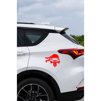 Kuru Kafa Figürlü Oto Sticker Araç Cam Sticker - Agresif Motor Araba Sticker 15x13cm
