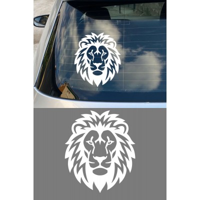 Aslan Kafası Oto Sticker - Karizmatik Aslan Sticker - Araba Motor Sticker 13x15cm