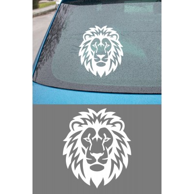Aslan Kafası Oto Sticker - Karizmatik Aslan Sticker - Araba Motor Sticker 13x15cm