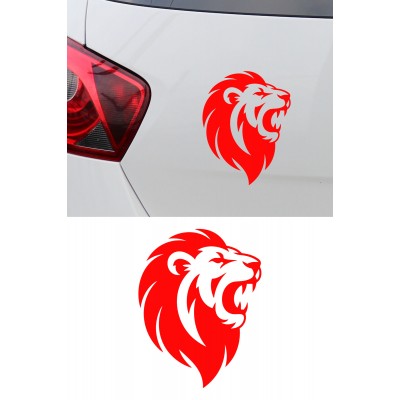 Kükreyen Aslan Oto Sticker - Agresif Aslan Sticker - Araba Motor Sticker 12x15cm