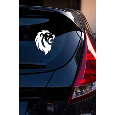 Kükreyen Aslan Oto Sticker - Agresif Aslan Sticker - Araba Motor Sticker 12x15cm