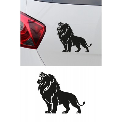 Kral Aslan Oto Sticker - Güçlü Aslan Figürlü Araç Sticker - Araba Aksesuar 15x13cm