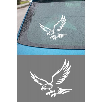 Yırtıcı Kartal Oto Sticker - Kartal Figürlü Araç Sticker 15x14cm