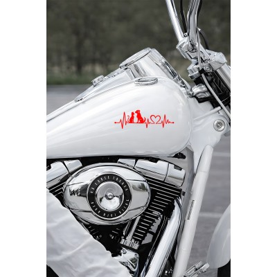 Kedi Köpek Dostluk Sticker - Evcil Hayvan Aşkı Oto Sticker - Araba Laptop Sticker Çıkartma 20x6cm