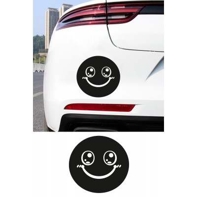 Şirin Emoji Sticker Araç Aksesuar - Tatlı Gülücük Emoji Sticker - Araba Oto Sticker 15x14cm