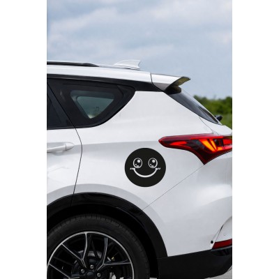 Şirin Emoji Sticker Araç Aksesuar - Tatlı Gülücük Emoji Sticker - Araba Oto Sticker 15x14cm