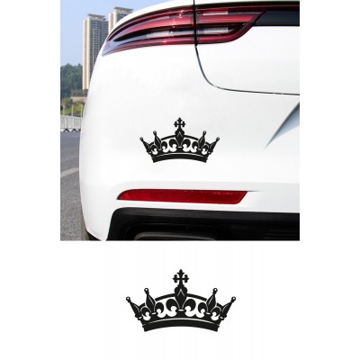 Taç Oto Sticker - Kraliyet Tacı Araba Cam Sticker - Araç Aksesuar 15x8cm