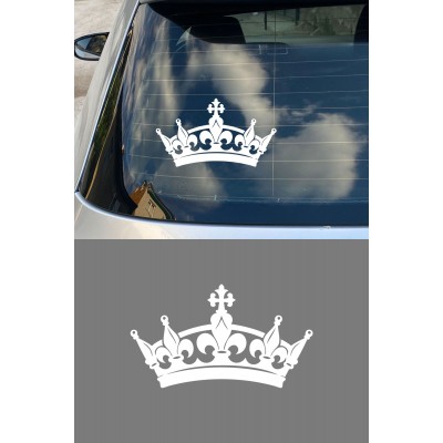 Taç Oto Sticker - Kraliyet Tacı Araba Cam Sticker - Araç Aksesuar 15x8cm