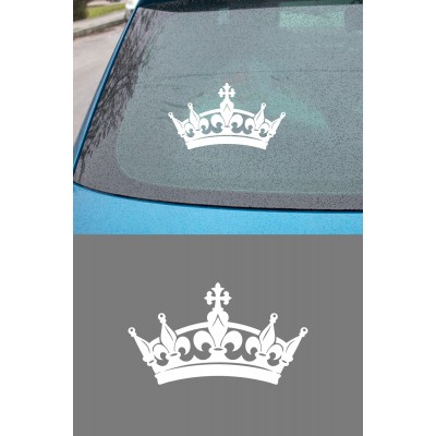 Taç Oto Sticker - Kraliyet Tacı Araba Cam Sticker - Araç Aksesuar 15x8cm