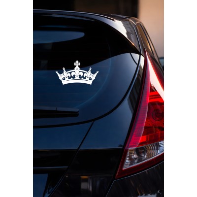 Taç Oto Sticker - Kraliyet Tacı Araba Cam Sticker - Araç Aksesuar 15x8cm