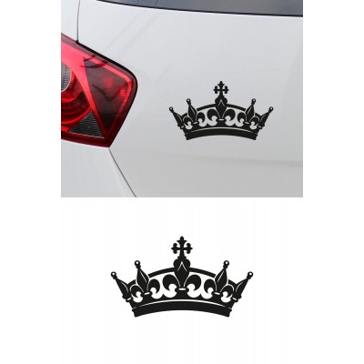 Taç Oto Sticker - Kraliyet Tacı Araba Cam Sticker - Araç Aksesuar 15x8cm