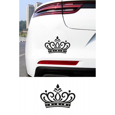 Zarif Taç Sticker - Araç Sticker Taç Tasarım - Araba Aksesuar Çıkartma 15x10cm