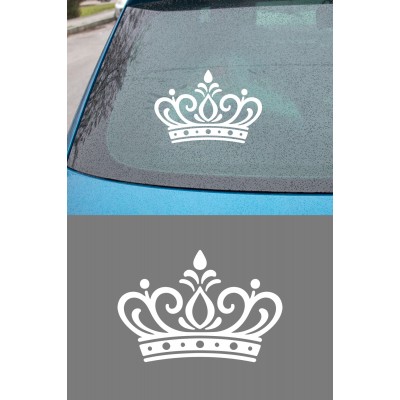 Zarif Taç Sticker - Araç Sticker Taç Tasarım - Araba Aksesuar Çıkartma 15x10cm
