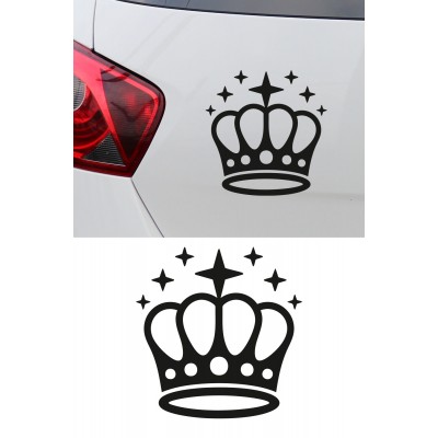 Yıldızlı Minimal Taç Oto Sticker - Taç Araç Cam Sticker 15x15cm