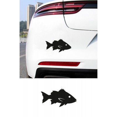 Balık Silüet Araç Cam Sticker - Balıkçı Sticker - Oto Sticker 15x8cm