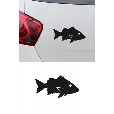 Balık Silüet Araç Cam Sticker - Balıkçı Sticker - Oto Sticker 15x8cm