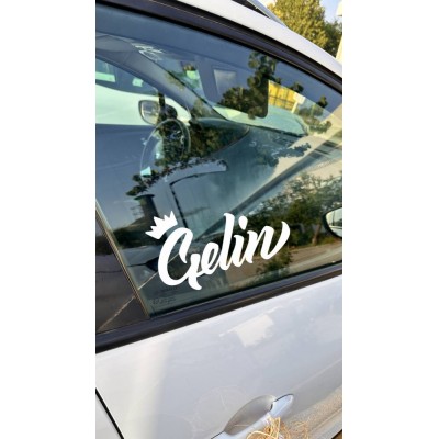 Bride Groom Araba Camı Sticker Seti - Gelin Damat Düğün Arabası Çıkartması - Düğün Arabası Stickerı 20cm