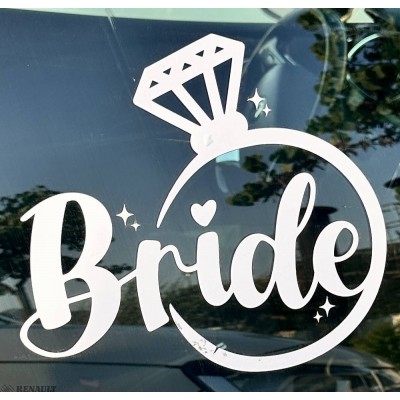 "Bride & Groom" Yazılı Gelin Damat Araba Cam Stickerı - Düğün Arabası Süslemesi - Gelin Damat Yazılı Çıkartma 20cm