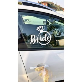 "Bride & Groom" Yazılı Gelin Damat Araba Cam Stickerı - Düğün Arabası Süslemesi - Gelin Damat Yazılı Çıkartma 20cm