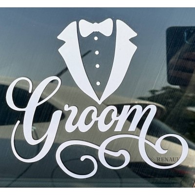 "Bride & Groom" Yazılı Gelin Damat Araba Cam Stickerı - Düğün Arabası Süslemesi - Gelin Damat Yazılı Çıkartma 20cm