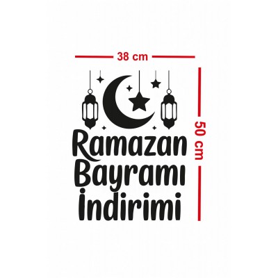 Ramazan Bayramı İndirimi Yazılı Cam Vitrin Sticker - Mağaza Vitrin Yazısı Bayram Dekoru
