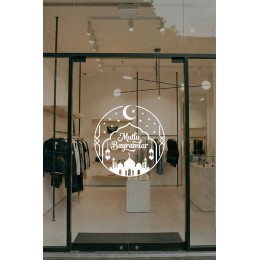 Mutlu Bayramlar Cam Vitrin Sticker – Bayram Temalı Mağaza Vitrin Süsü