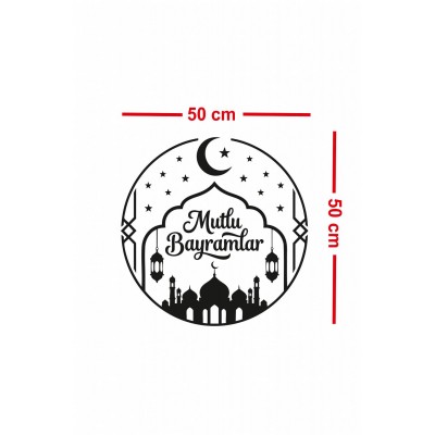 Mutlu Bayramlar Cam Vitrin Sticker – Bayram Temalı Mağaza Vitrin Süsü