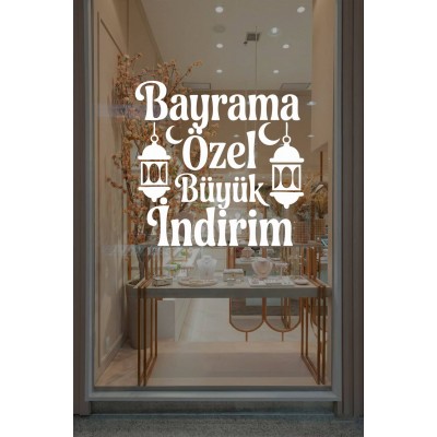 Bayrama Özel Büyük İndirim Yazısı Mağaza Cam Sticker – Dükkan Vitrin Yazısı