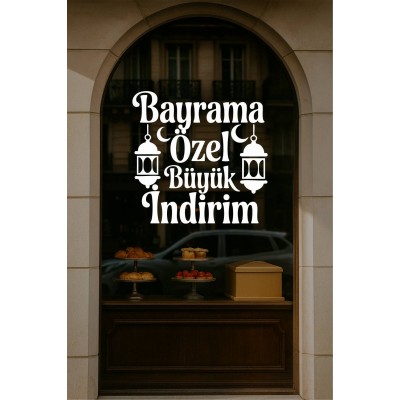 Bayrama Özel Büyük İndirim Yazısı Mağaza Cam Sticker – Dükkan Vitrin Yazısı