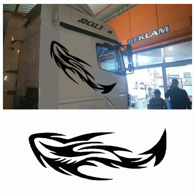 Kişiye Kamyona Özel Alev Sticker Yapıştırma