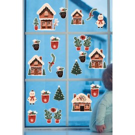 Geyikler ve Çam Ağaçları Süsleme Yeni Yıl Çocuk Bebek Odası Sticker Seti Ev Vitrin Yılbaşı Stickerı